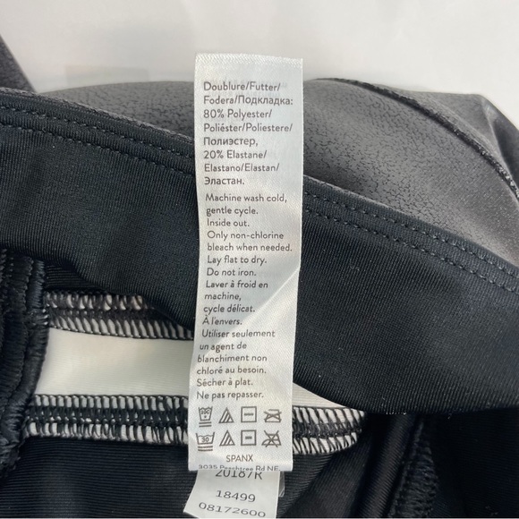 SPANX Faux Leather Side Stripe Leggings Size Small BLACK with WHITE Stripe - Picture 12 of 12